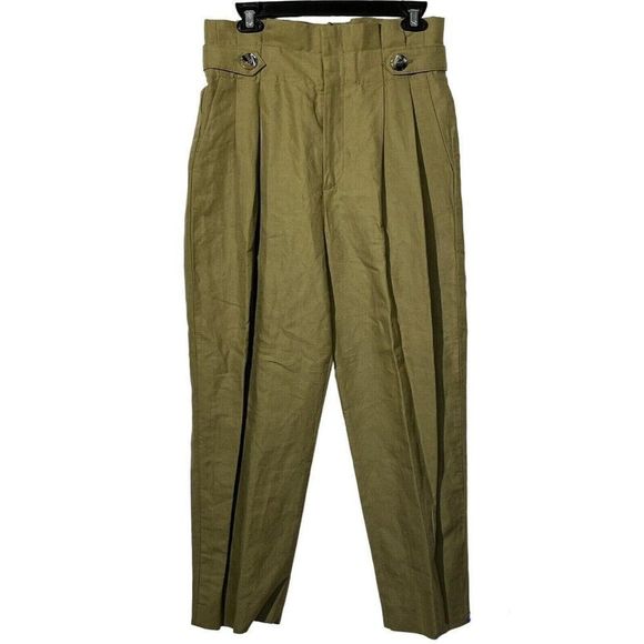 Zara Pants - NWT Zara Linen High-Waisted Khaki Boho Pants
